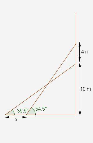 Select the correct answer. The top of a ladder is 10 meters from the ground when the ladder leans a