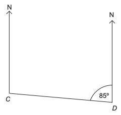 Plz answer i need help urgent!!Work out the three-figure bearing of D from C.