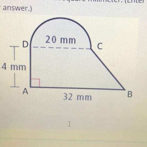 Find the area of the composite figure in square in mm.