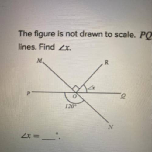 The figure is not trying to scale. PQ and MN are straight lines. Find X