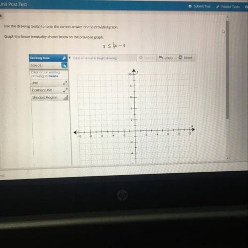 Graph the linear inequality shown below on the provided graph