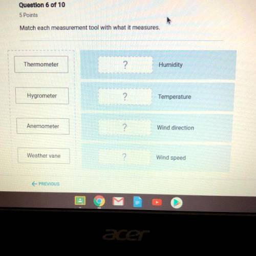 Match each measurement tool with what it measures