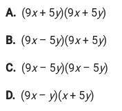Which of the following represents the factorization of the binomial below? 81x^2-25y^2