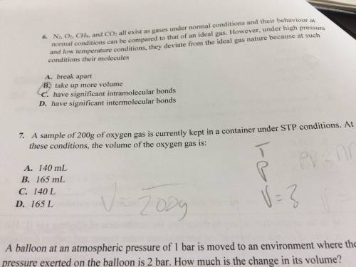 Please help me with question 7! A 140mL B 165mL C 140 L D 165L