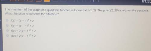 The minimum of the graph of a quadratic function is located at (-1,2). The point (2, 20) is also on