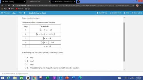 In which step was the addition property of equality applied?