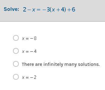 2-x=-3(x+4)+6 please help