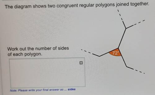 The diagram shows two congruent regular polygons joined together.

Work out the number of sidesof