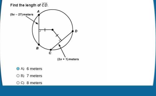 Find the length of CD A. 6 meters B. 7 meters C. 8 meters D. 9 meters