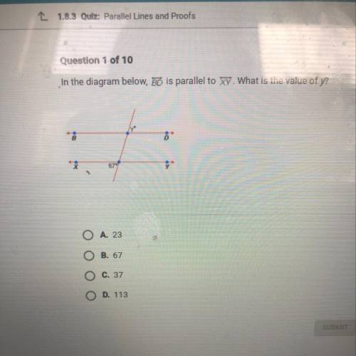 I’m the diagram below bd is parallel to xy what is the value of y