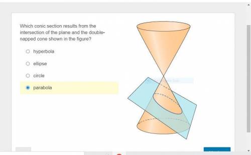 This is SO URGENT

Which conic section results from the intersection of the plane and the d