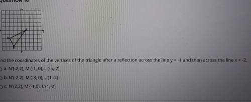 find the coordinates of the vertices of the triangle after a reflection across the line y = -1 and