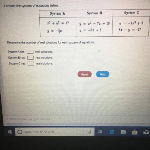 HELP ASAPConsider the systems of equations below.

System A
System B
System C
12 + y2