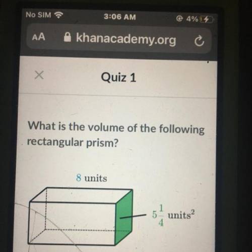 What is the volume of the following
rectangular prism?