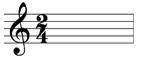The time signature on the staff would indicate a meter of two measures per beat four beats per meas