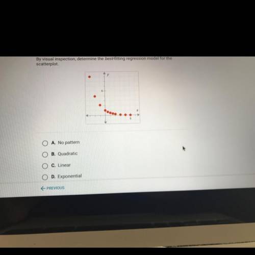 By visual inspection, determine the best fitting regression model for the

scatterplot
5
Sono
A. N