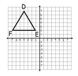 Triangle DEF will be rotated 180° clockwise. Where will D’ be located?

a. (4, -7)
b. (-4, -7)
c.