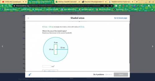 A 3cm×10cm rectangle sits inside a circle with radius of 12 cm