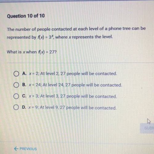 The number of people contacted at each level of a phone tree can be represented by f(x) = 3^x where