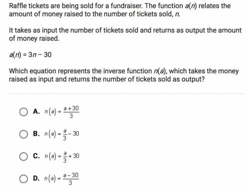 Raffle tickets are being sold for a fundraiser. The function a(n) relates the amount of money raise