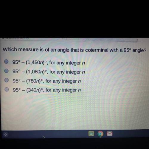 Which measure is of an angle that is conterminal with a 95 degree angle
