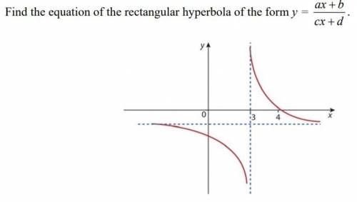 Find the equation of the rectangular hyperbola of the form y = ax + b / cx + d