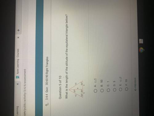 What is the length of the altitude of the equilateral triangle below?