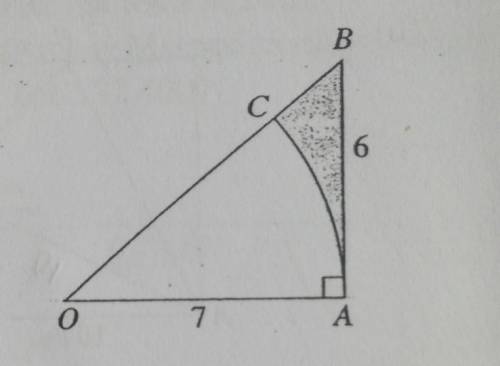 The figure above shows a right-angled triangle OAB. AOC is a minor sector enclosed in the triangle.
