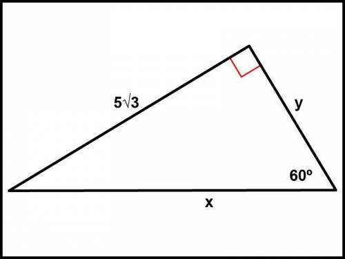 Use the ratio of a 30-60-90 triangle to solve for the variables. Leave your answers as radicals in