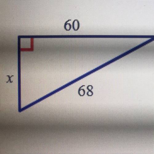 Find the unknown length, x. Write your answer in simplest radical form.

A. 32
B. 4 square root 64
