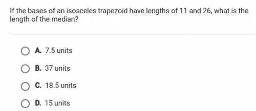 If the bases of an isosceles trapezoid have lengths of 11 and 26, what is the length of the median?