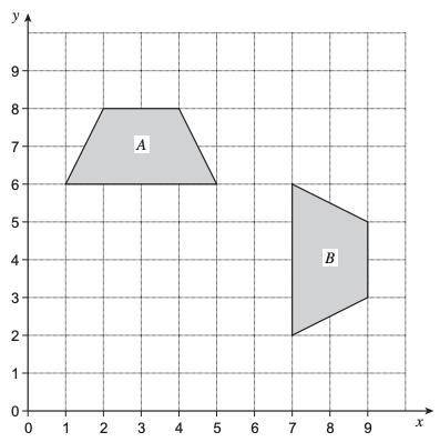 Describe fully the single transformation that takes shape A to shape B.
 

It is a ...... angle ...