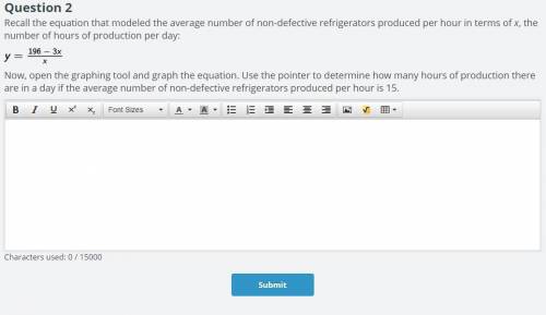 Recall the equation that modeled the average number of non-defective refrigerators produced per hou