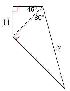 Find x. A. 22 B. 113–√ C. 222–√ D. 113√3