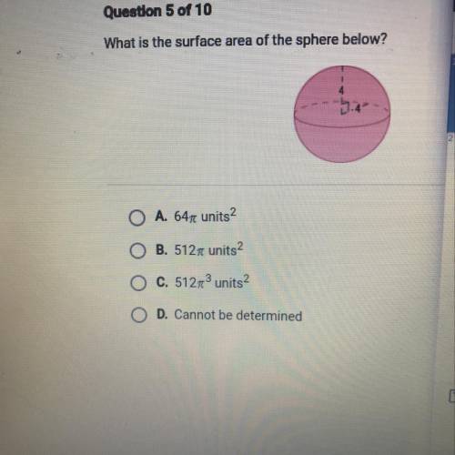 What is the surface area of the sphere below?