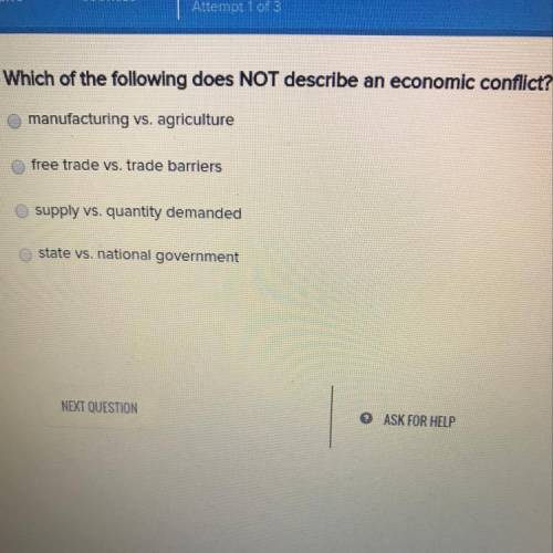 Which of the following does NOT describe an economic conflict