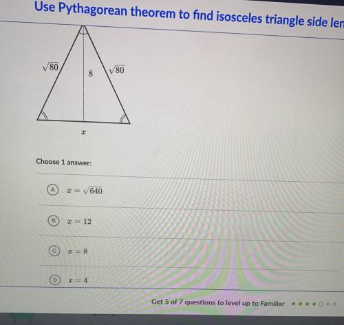 Find the value of x in the isosceles triangle shown below.