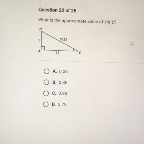 What is the approximate value of sin C?
Please help! Urgent