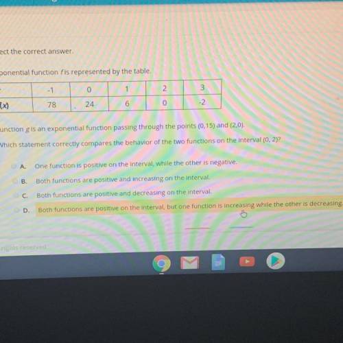 PLEASE HELP! URGENT! Exponential function f is being represented by the table (photo attached) the