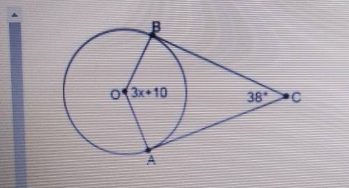 ∠ACB is a circumscribed angle. Solve for x. 1) 46 2) 42 3) 48 4) 44