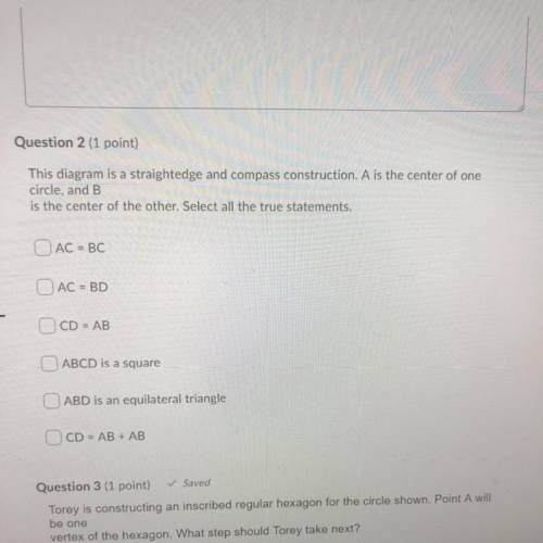 This diagram is a straightedge and compass construction. A is the center of one

circle, and B
is