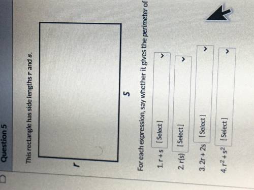 This rectangle has side lengths or r and a for each expression say whether it gives the perimeter o