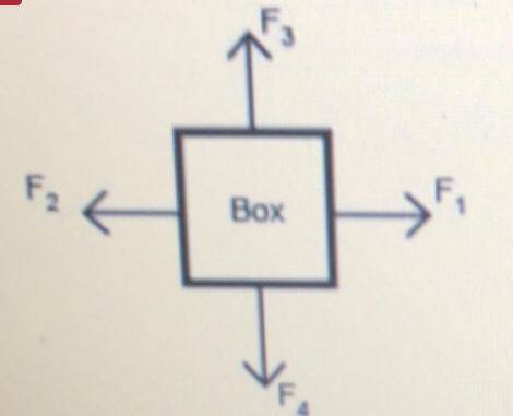 The figure shows four forces exerted on a box.

Box
If F, equals 4 N and F3 equals 6 N and the box