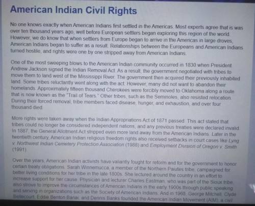 The dates in the excerpt help the reader to determine that American Indian Civil Rights is struct