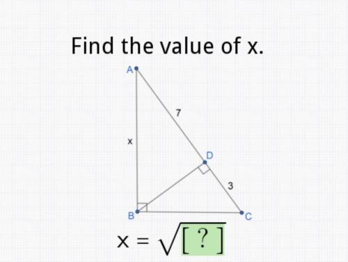 Could someone please help me... x = √? I thought the answer would be 21