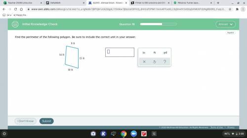 Find the perimeter of the following polygon. Be sure to include the correct unit in your answer.