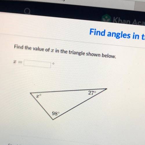 Find the value of x in the triangle shown below.