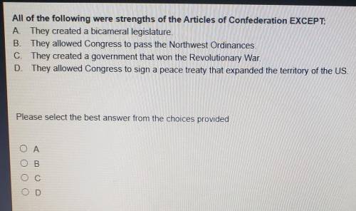All of the following were strengths of the Articles of Confederation EXCEPT: They created a bicamer