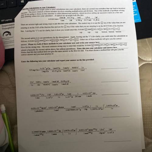 Need a lot of help with these chem calculations