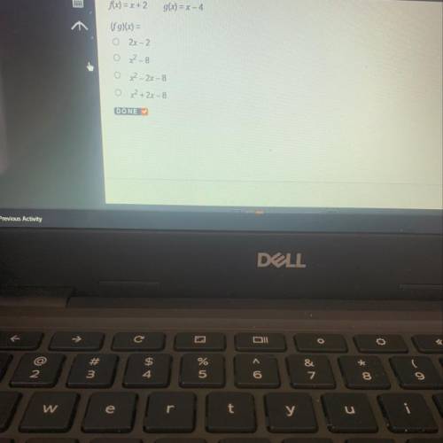 F(x) = x + 2
g(x) = x - 4
(fg)(x) =
2x-2
x² – 8
O x² – 2x-8
o x² + 2x - 8